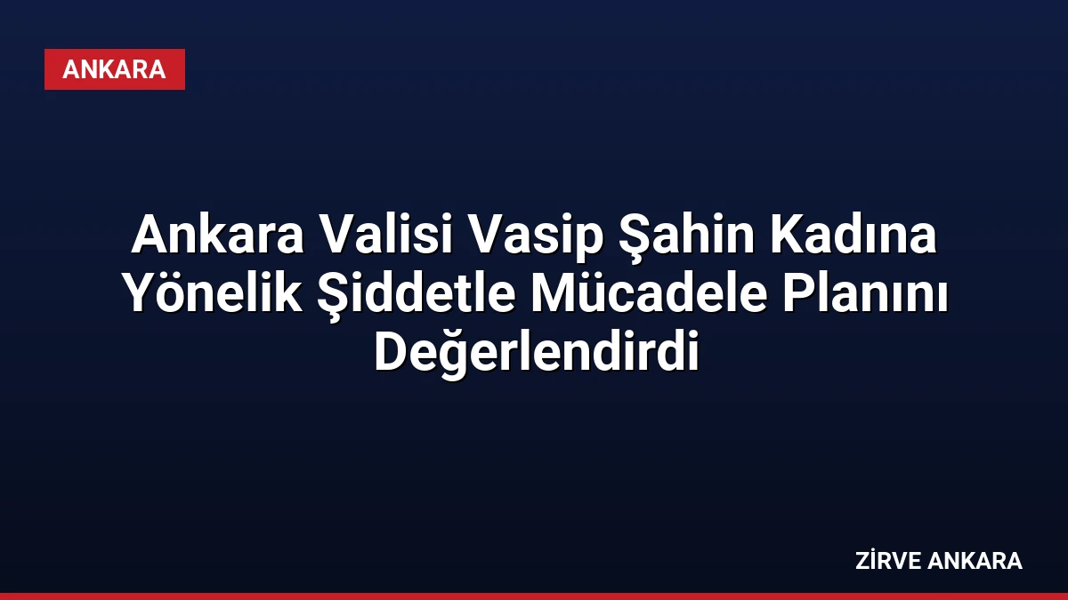 Ankara Valisi Vasip Şahin Kadına Yönelik Şiddetle Mücadele Planını Değerlendirdi