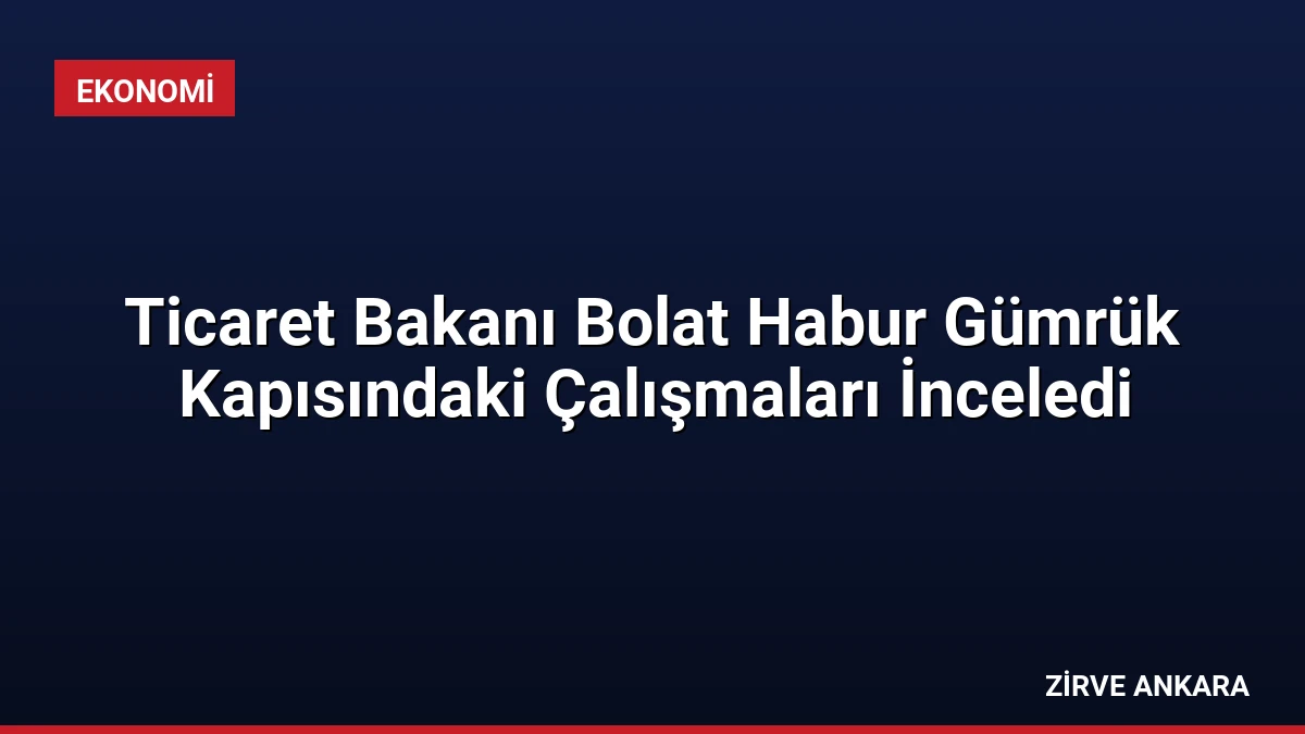 Ticaret Bakanı Bolat Habur Gümrük Kapısındaki Çalışmaları İnceledi