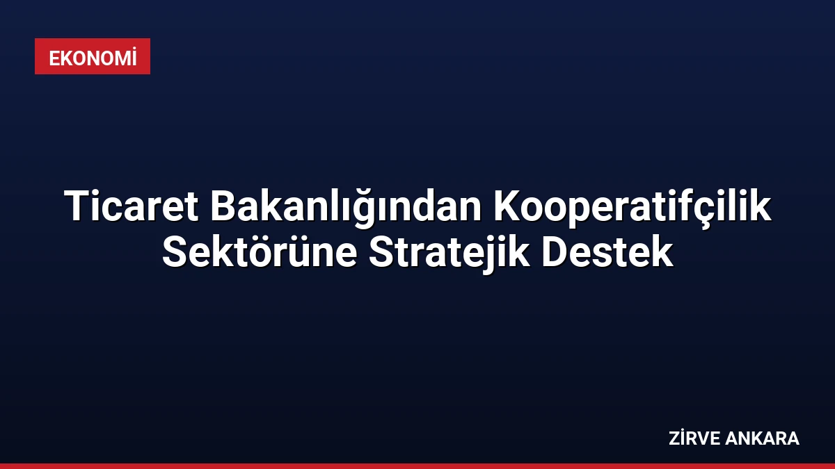 Ticaret Bakanlığından Kooperatifçilik Sektörüne Stratejik Destek