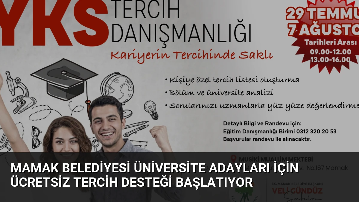 Mamak Belediyesi Üniversite Adayları İçin Ücretsiz Tercih Desteği Başlatıyor