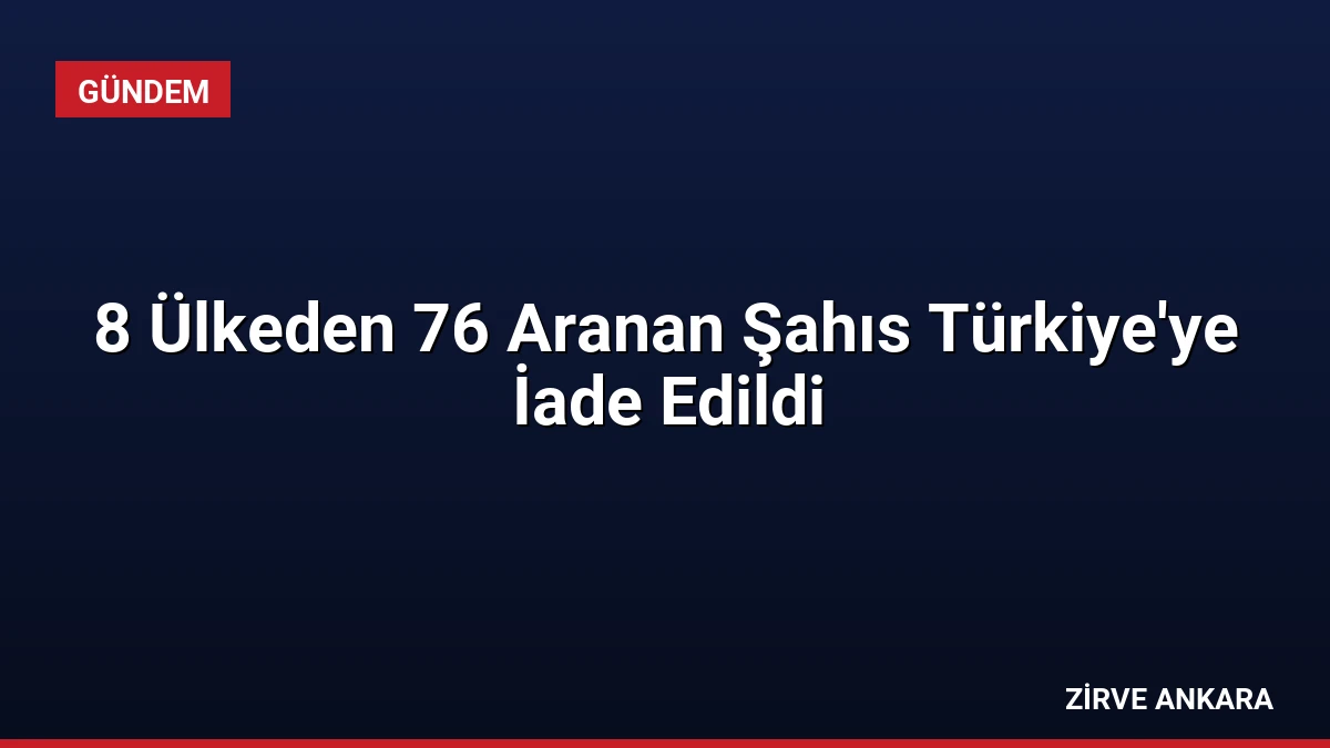 8 Ülkeden 76 Aranan Şahıs Türkiye’ye İade Edildi
