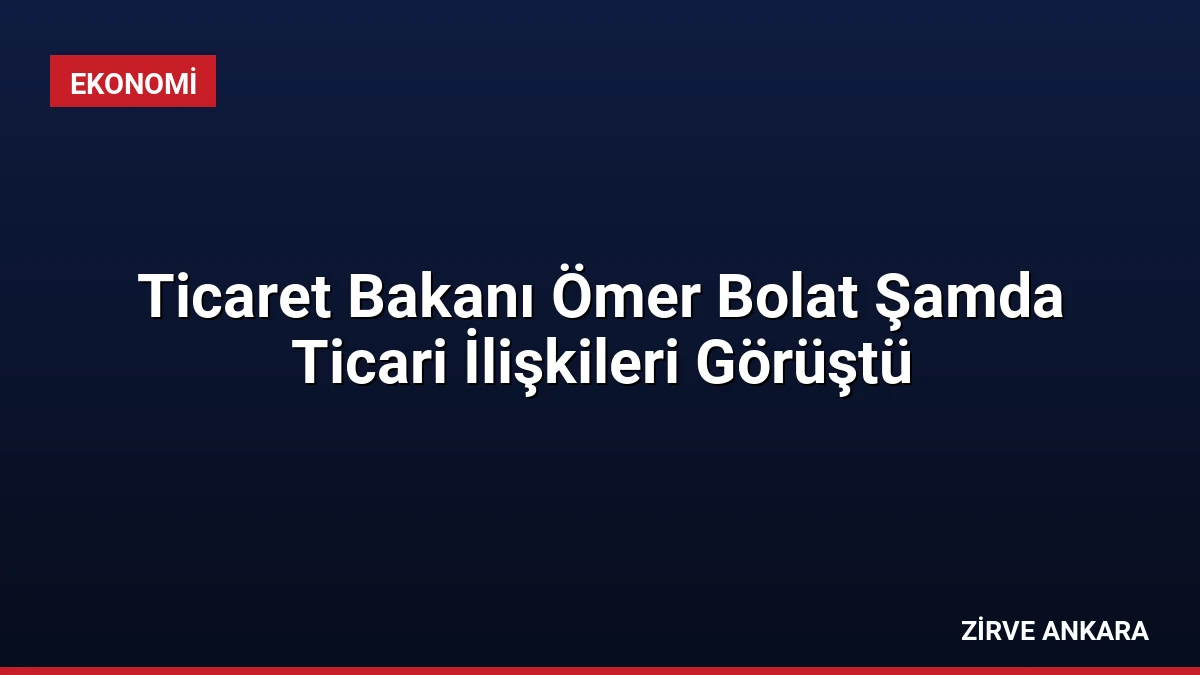 Ticaret Bakanı Ömer Bolat Şamda Ticari İlişkileri Görüştü