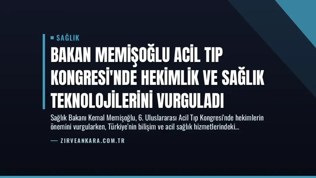 Bakan Memişoğlu Acil Tıp Kongresi'nde Hekimlik ve Sağlık Teknolojilerini Vurguladı