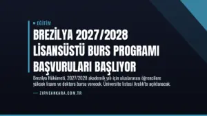 Brezilya 2027/2028 Lisansüstü Burs Programı Başvuruları Başlıyor