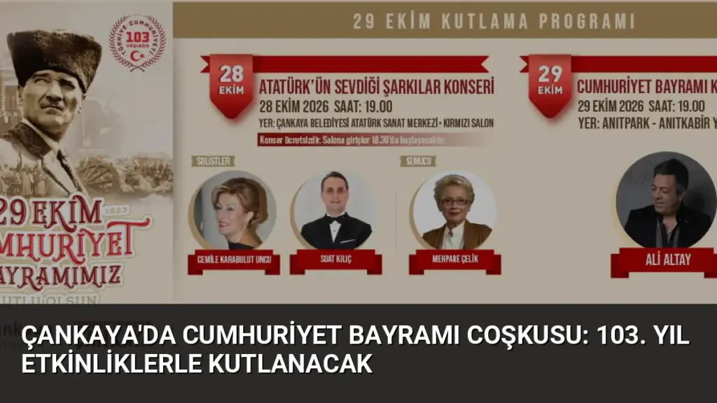 Çankaya'da Cumhuriyet Bayramı Coşkusu: 103. Yıl Etkinliklerle Kutlanacak