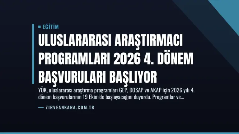 Uluslararası Araştırmacı Programları 2026 4. Dönem Başvuruları Başlıyor