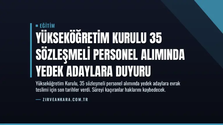 Yükseköğretim Kurulu 35 Sözleşmeli Personel Alımında Yedek Adaylara Duyuru
